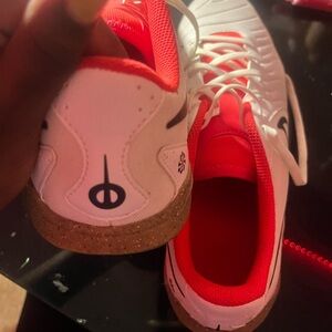 Nike White and orange Indoor Sports Shoes